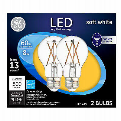 LED Light Bulbs, Soft White Clear, 7-Watts, 800 Lumens, 2-Pk. -37674