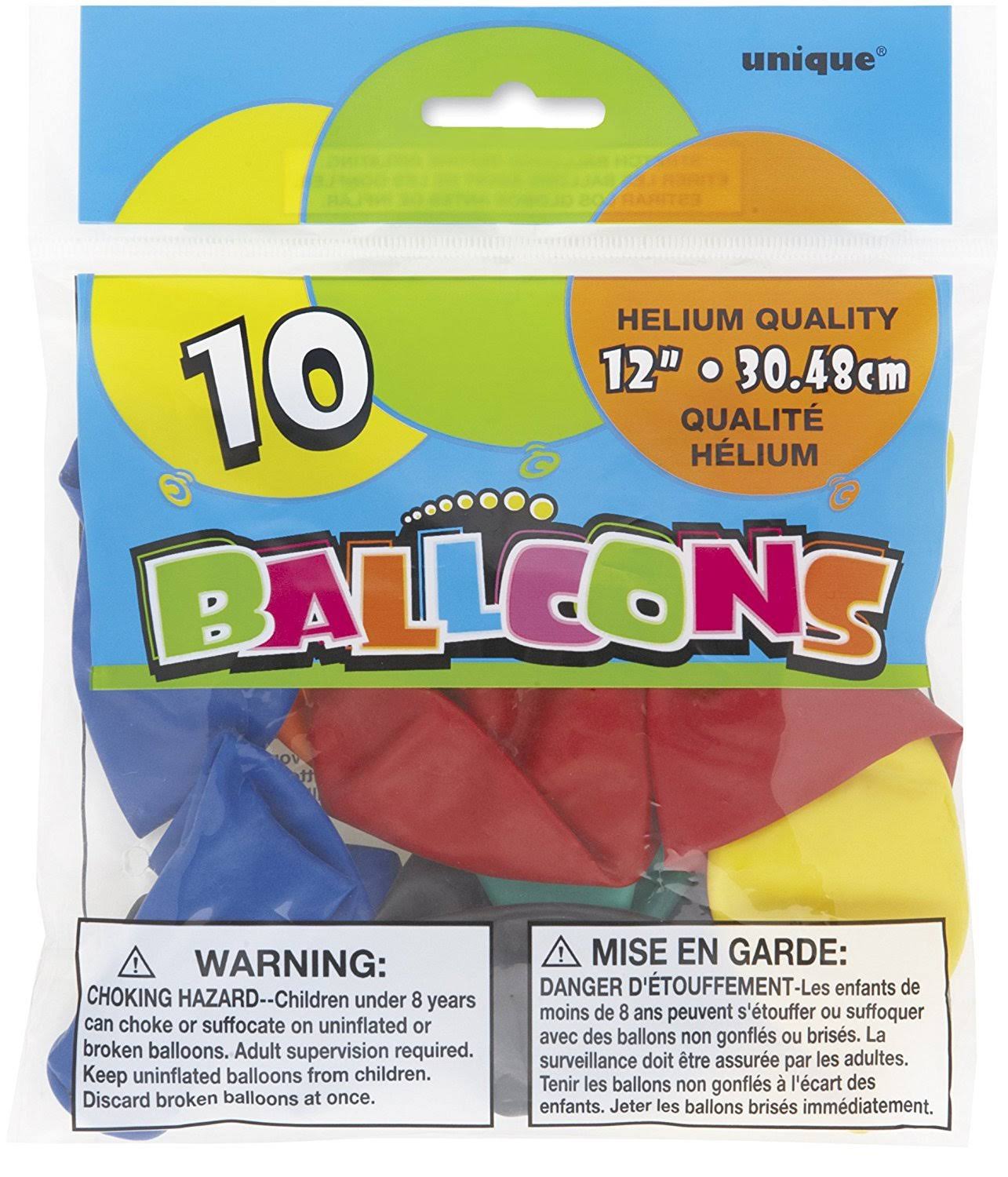 Unique Assorted Color Balloons - 10ct, 12"