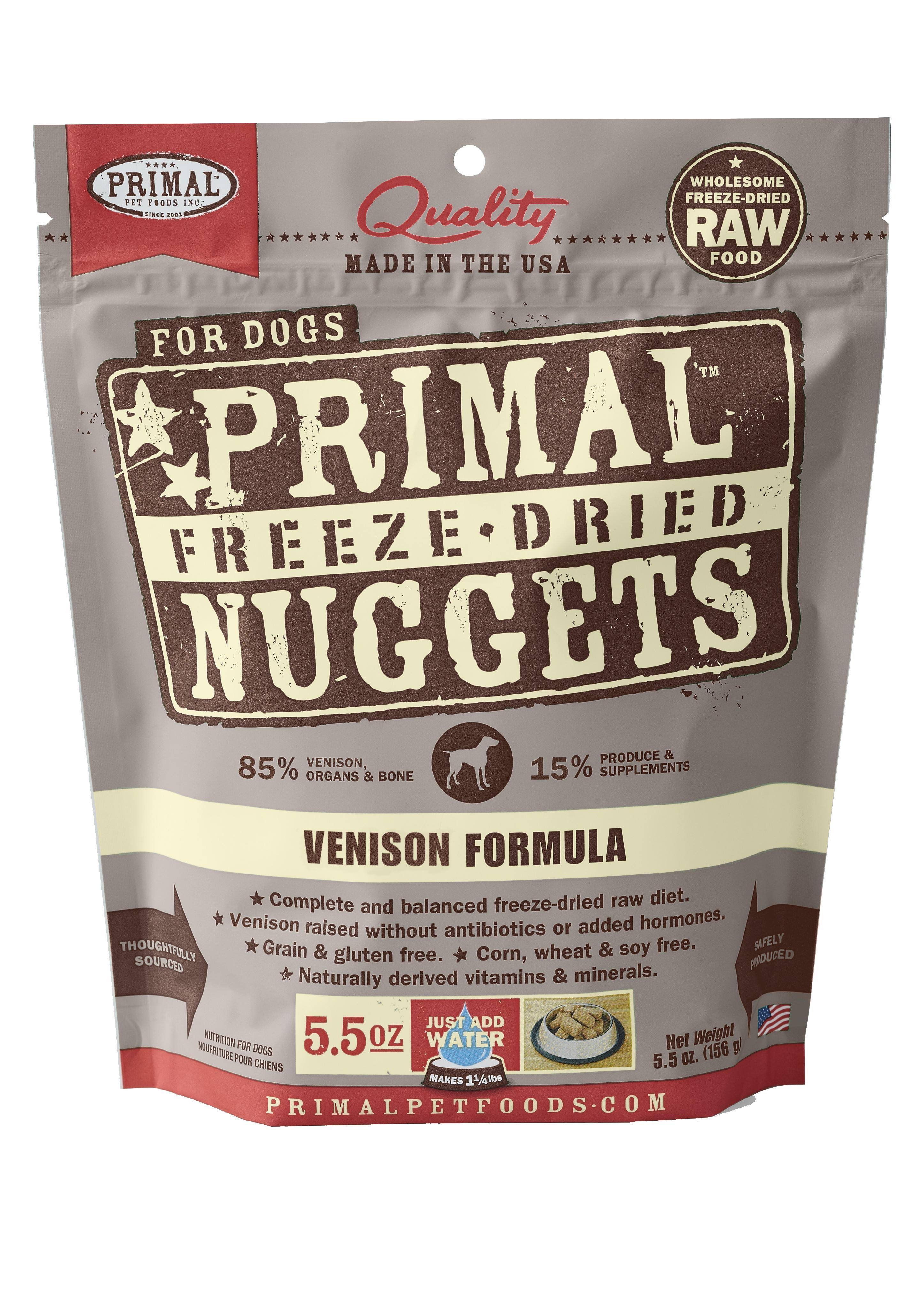 Primal Freeze Dried Dog Food Nuggets Venison Formula, Crafted in The