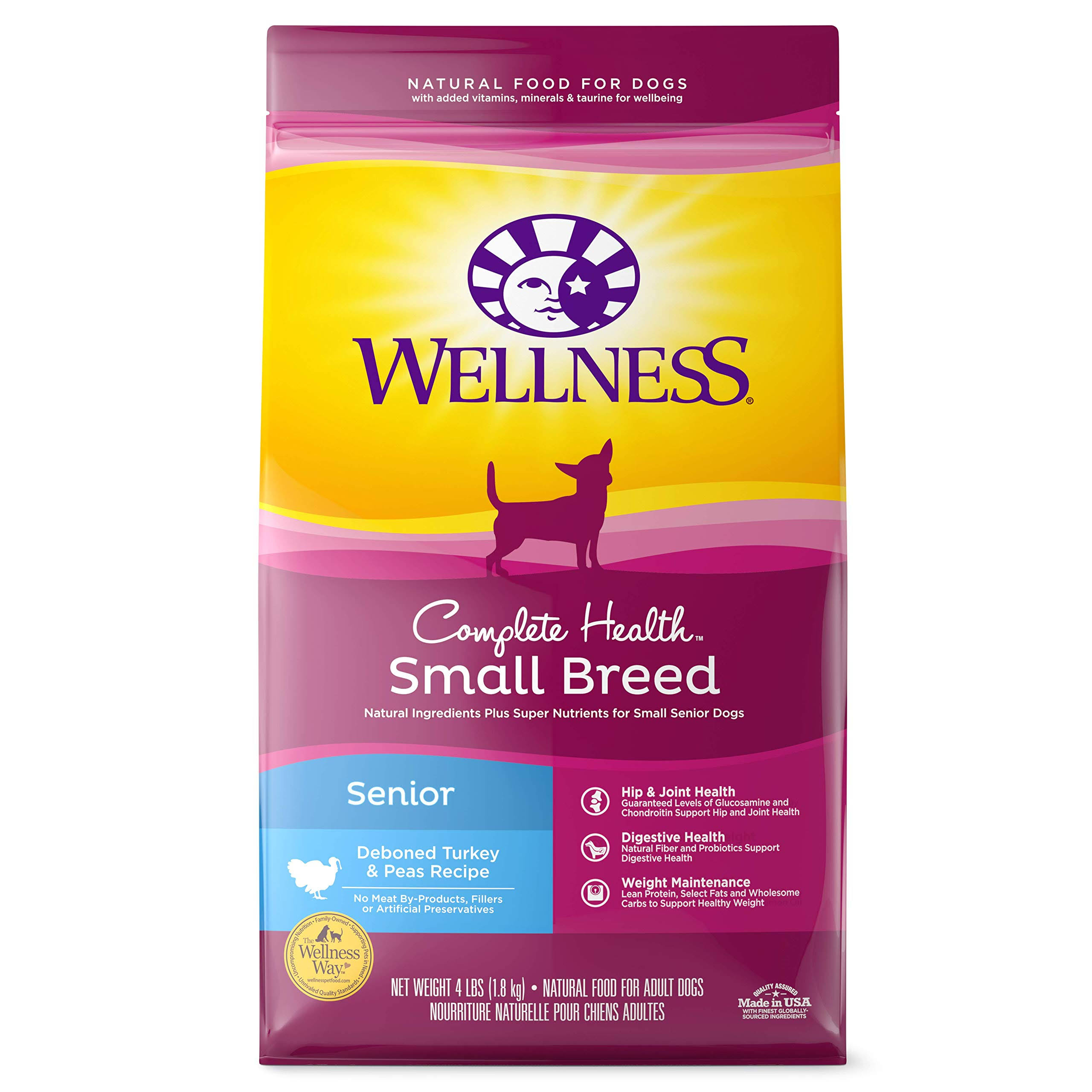 Wellness Complete Health Turkey and Pea Recipe Small Breed Senior Dry Dog Food - 4lb