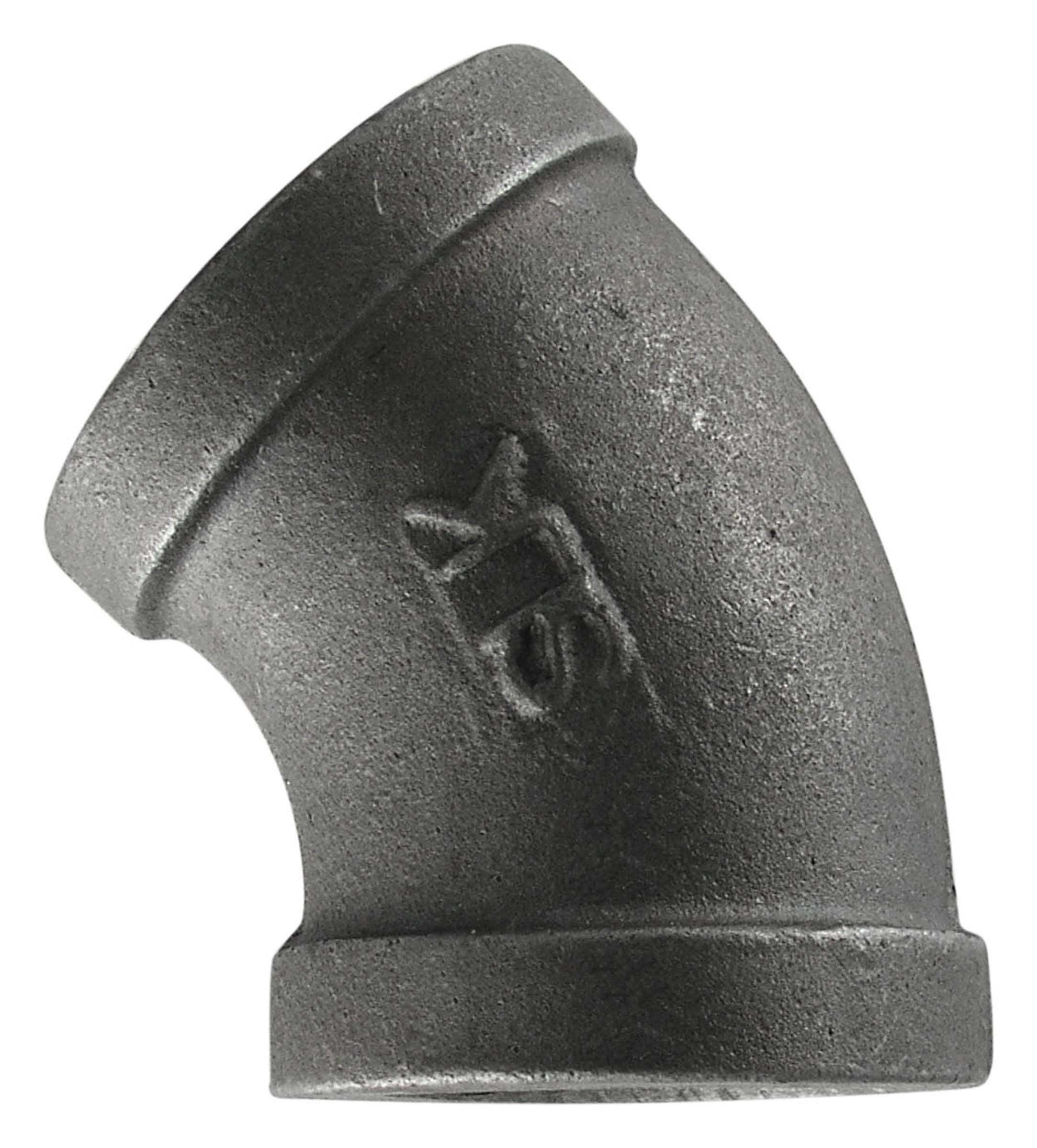 LDR Industries Elbow - 1 1/2" x 1 1/2" Black Malleable Iron, 45 Deg