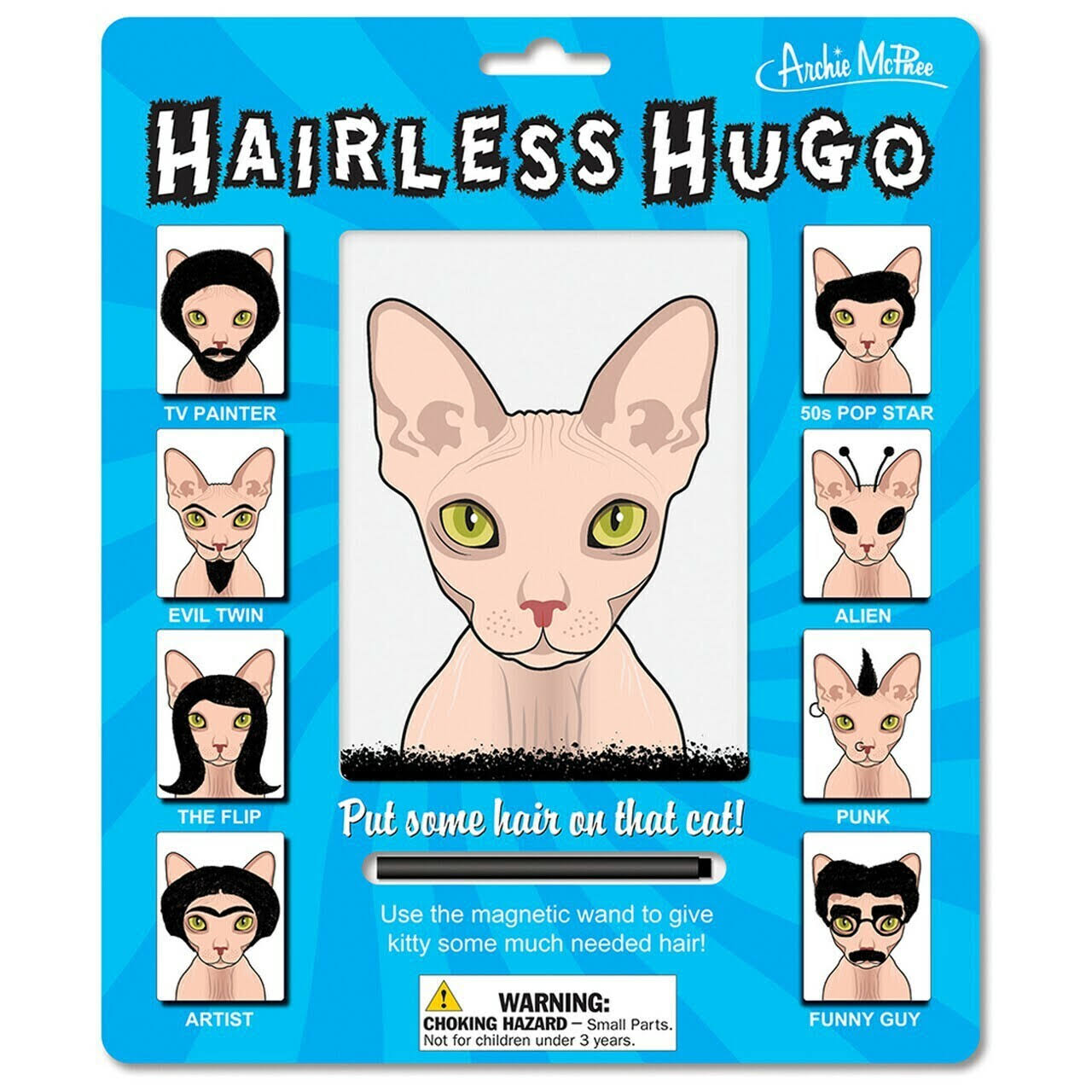 Archie McPhee Hairless Hugo Naked Kitty Magnet Activity
