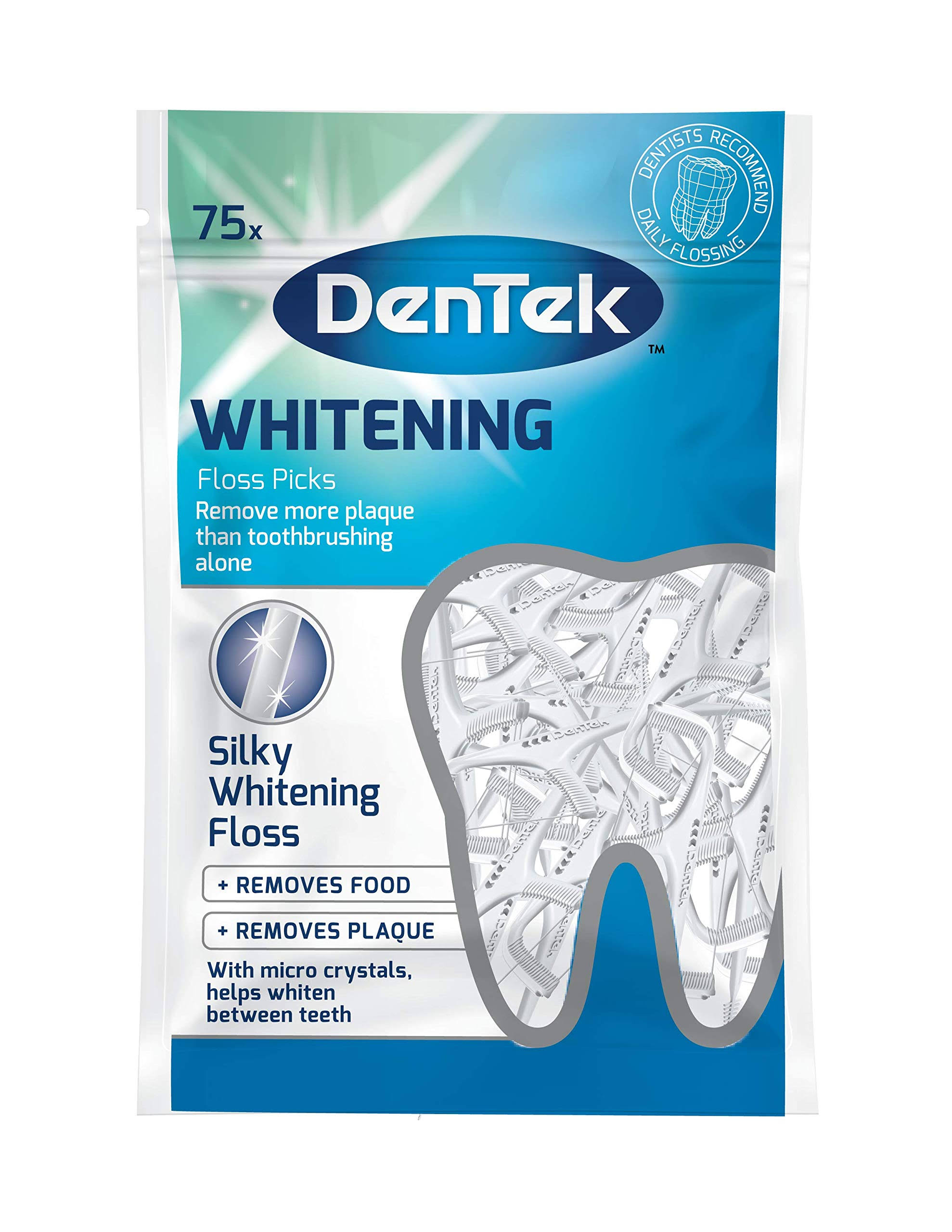 DenTek Whitening Silky Floss Picks - Sparkle Mint, 75pcs