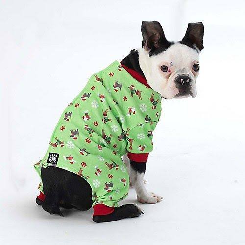 Petrageous Holiday Dogs Green Dog Pajamas Medium