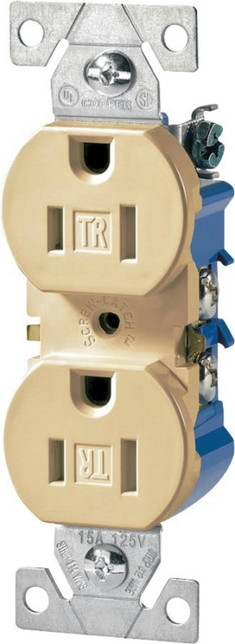 Cooper Wiring Devices Standard Duplex Electrical Outlet - Ivory, 15 Amp