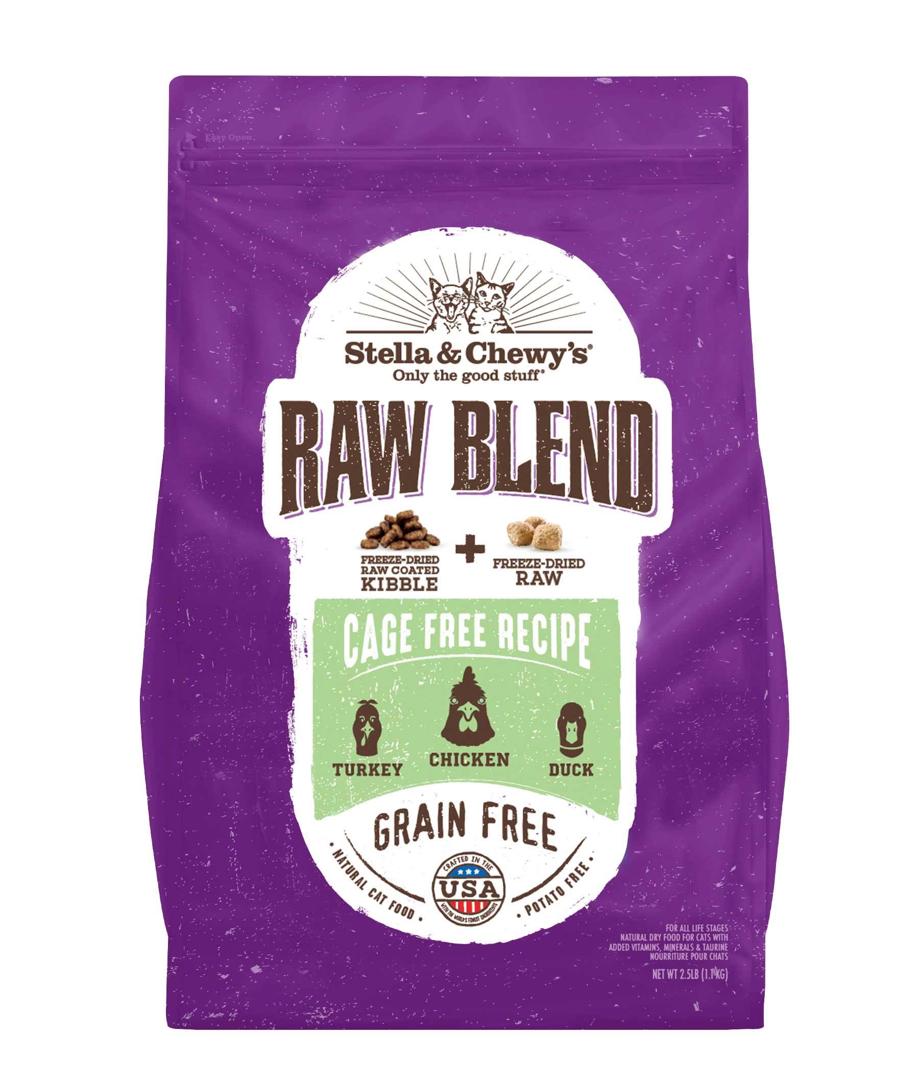 Stella & Chewy's Raw Blend Cage Free Recipe with Turkey, Chicken, & Duck Grain-Free Freeze-Dried Cat Food 5 lb