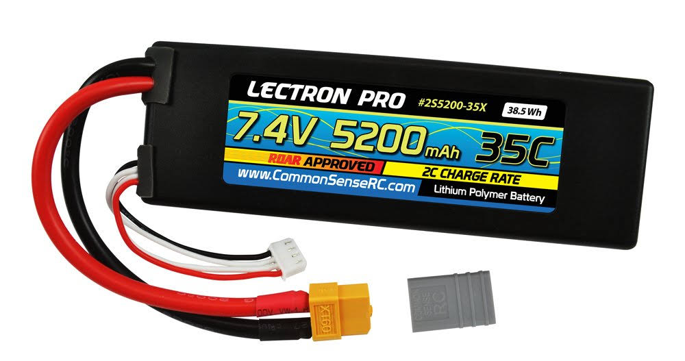 Lectron Pro 7.4V 5200mAh 35C Lipo Battery with XT60 Connector + CSRC