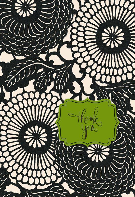 Black and White Blossoms Thank You Card