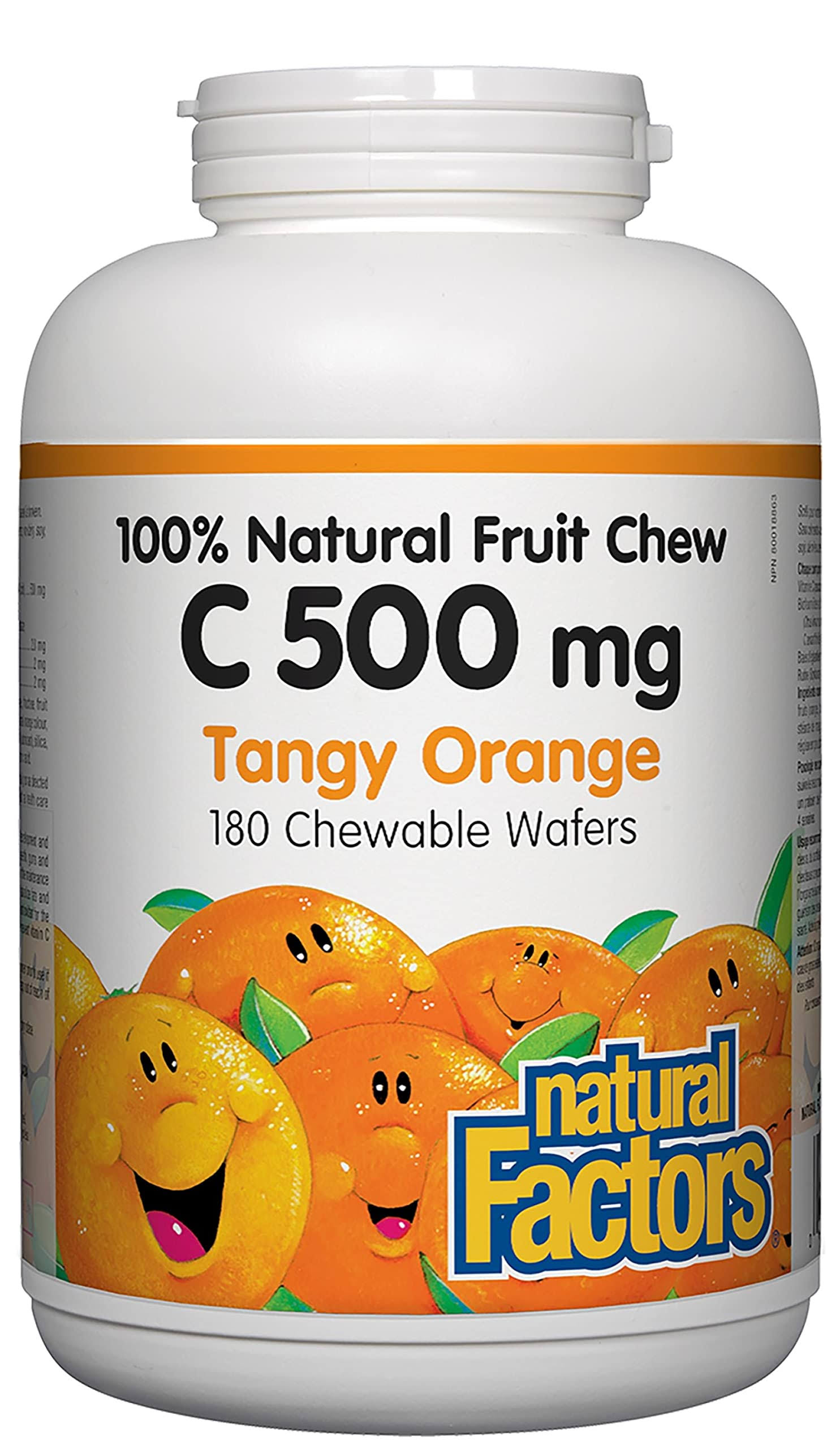 Natural Factors Vitamin C - Tangy Orange Flavor, 500mg, 180 chewables
