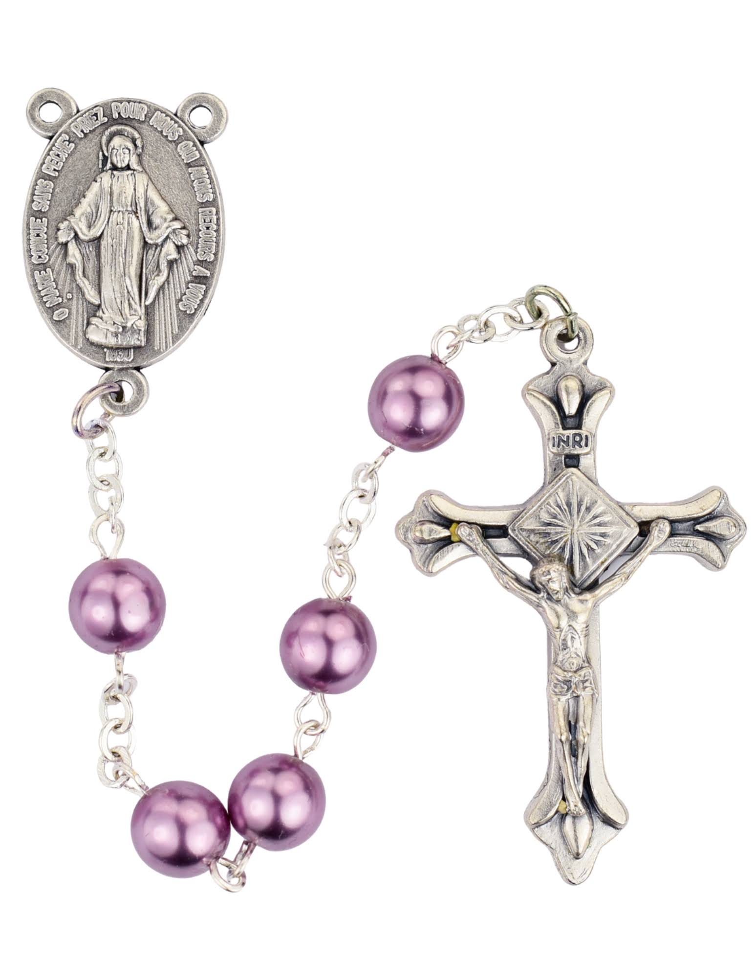 6mm Purple Pearl Beads Rosary