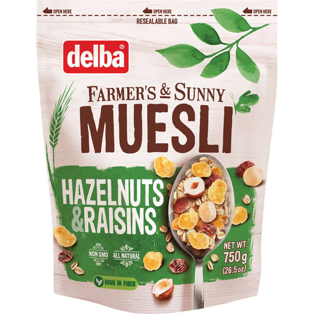 Delba Hazelnuts and Raisins Muesli, 26.5 oz