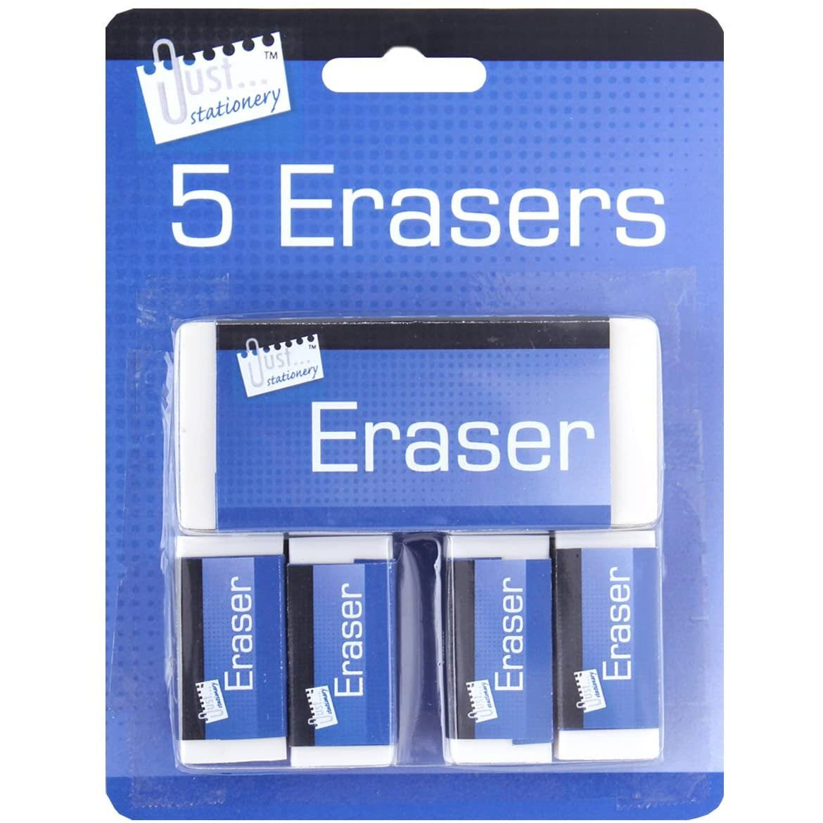 Just Stationery Quality Rubber Eraser - White, 5pcs