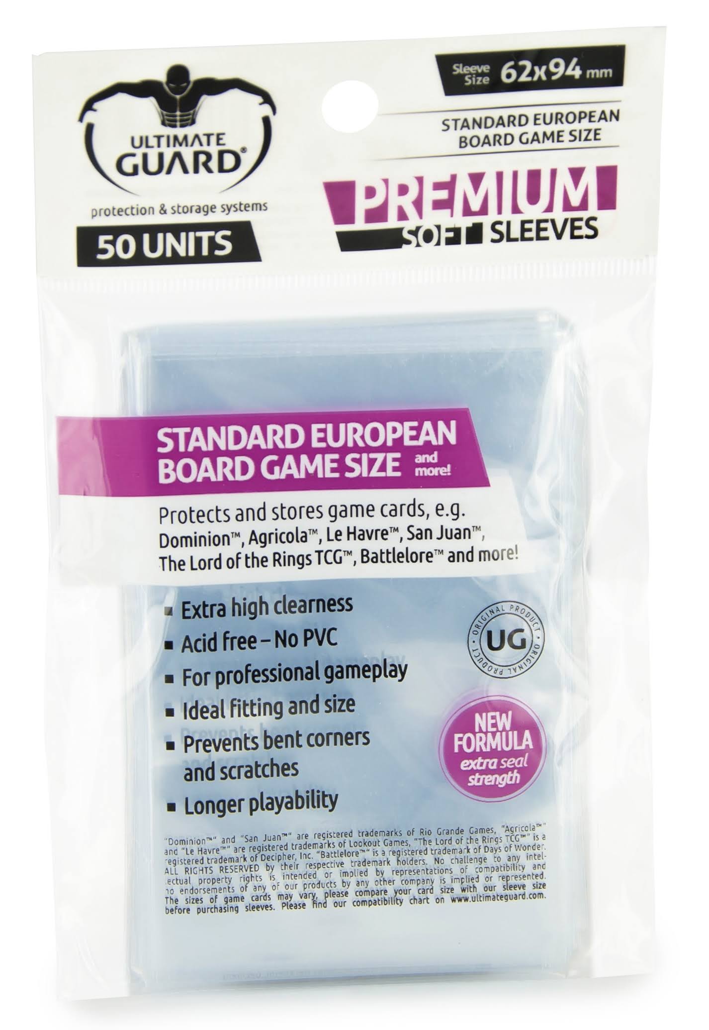 Ultimate Guard: Premium Soft Board Game Sleeves - Standard European (50)