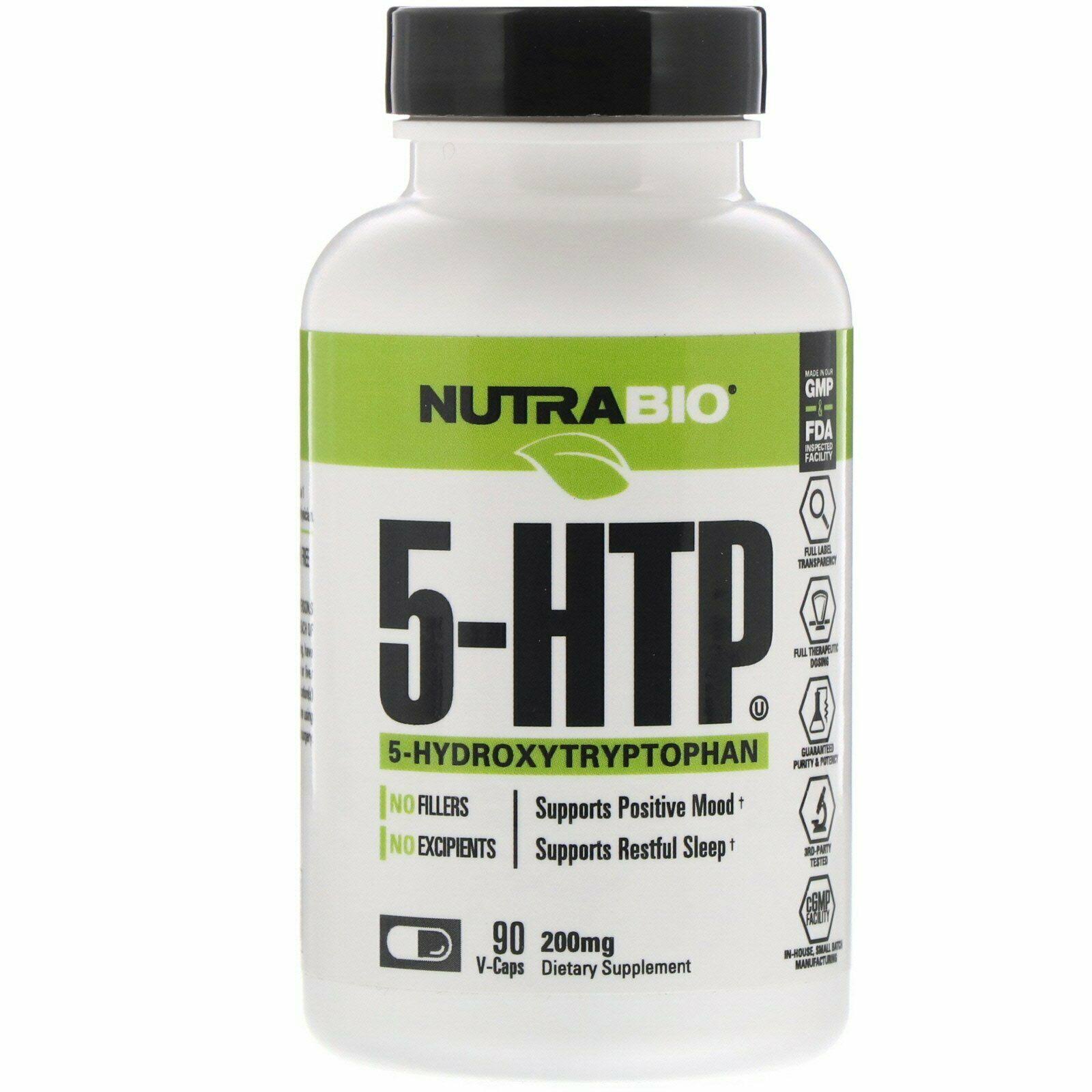NutraBio 5-HTP Supplement (200mg, 90 Vegetable Capsules)