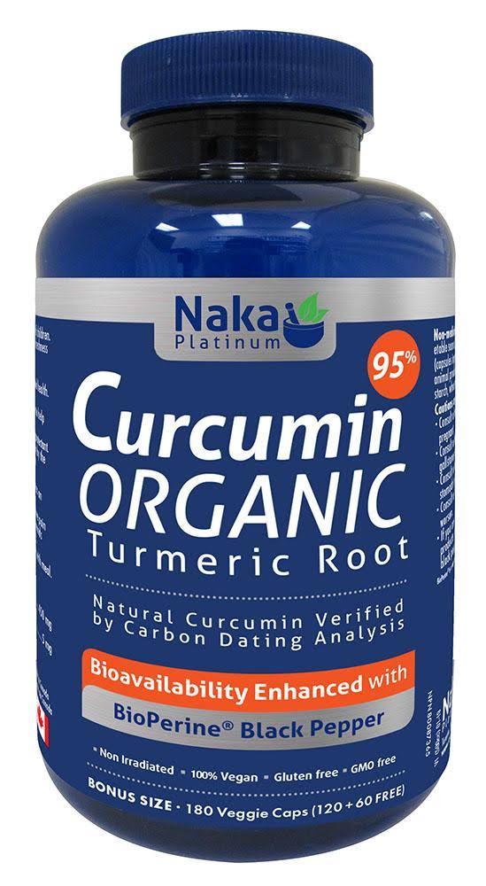Organic Curcumin 95% + Bioperine - 120 Vcaps + 60 Vcaps Bonus