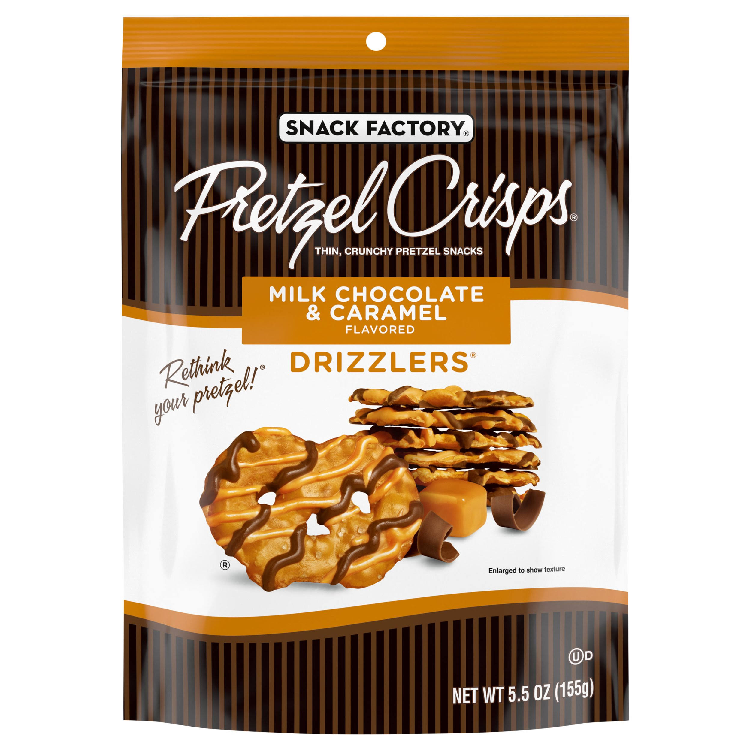 Pretzel Crisps Drizzlers Pretzel Snacks - Milk Chocolate & Caramel, 5.50oz