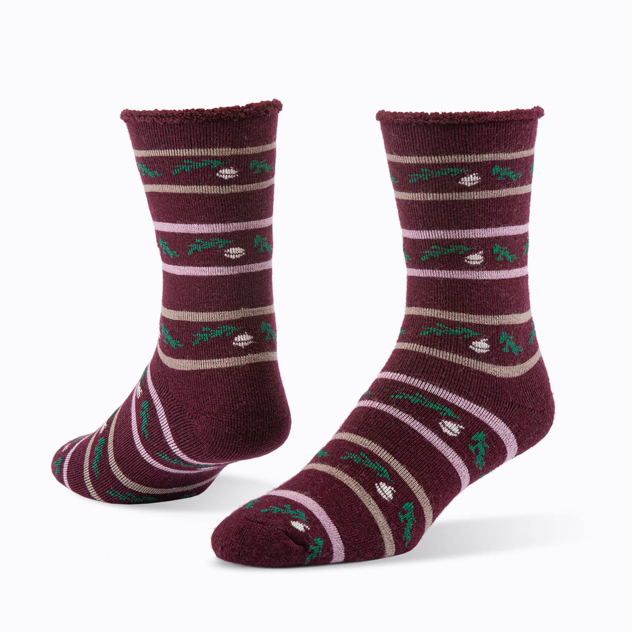 Organic Wool Socks - Snuggle Acorn Wine L