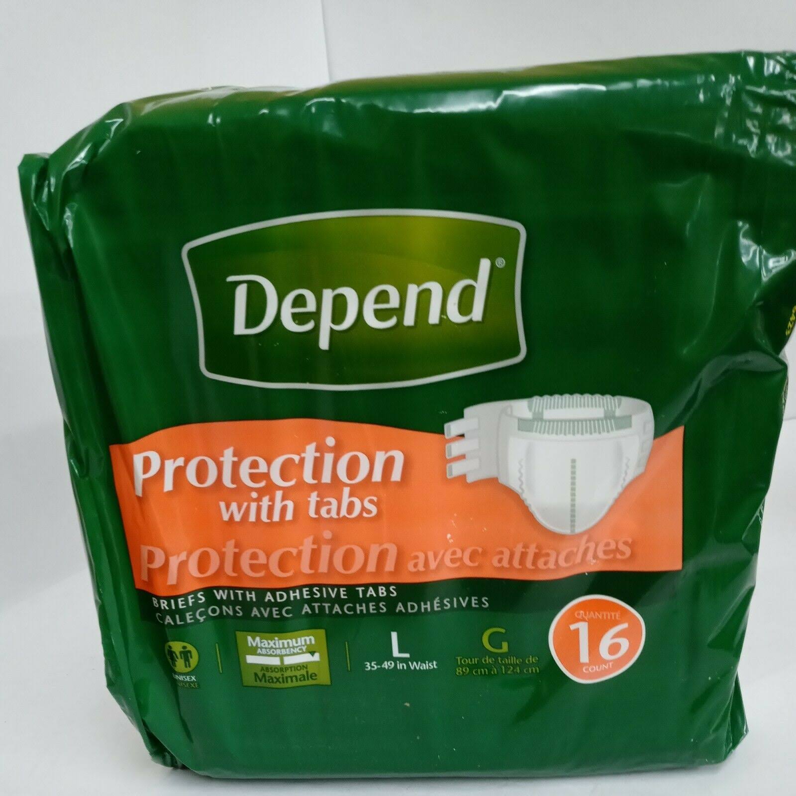 Depend Protection Briefs with Tabs - Large, 16ct