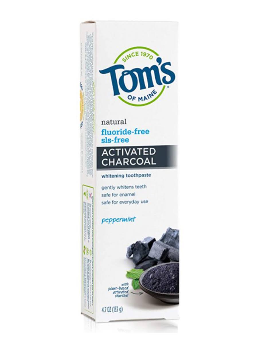 Activated Charcoal Toothpaste- Peppermint Fluoride Free Tom's of Maine