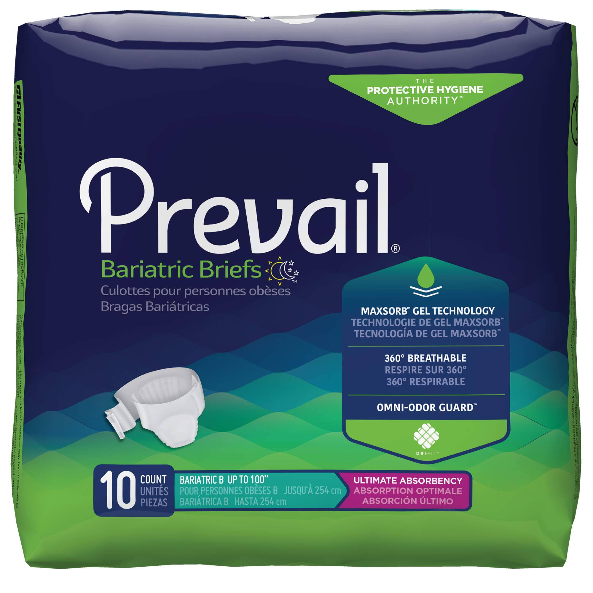 Prevail Bariatric Disposable Diapers Briefs - SIze B, 10ct