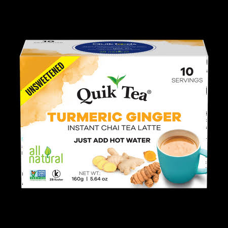 QuikTea Unsweetened Turmeric Ginger Chai Tea Latte - 10 Count Single B