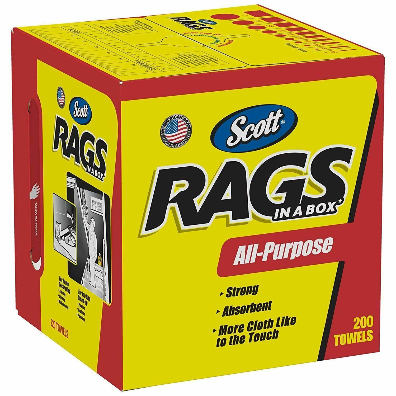 Scott Rags In A Box - White, 200 Towels