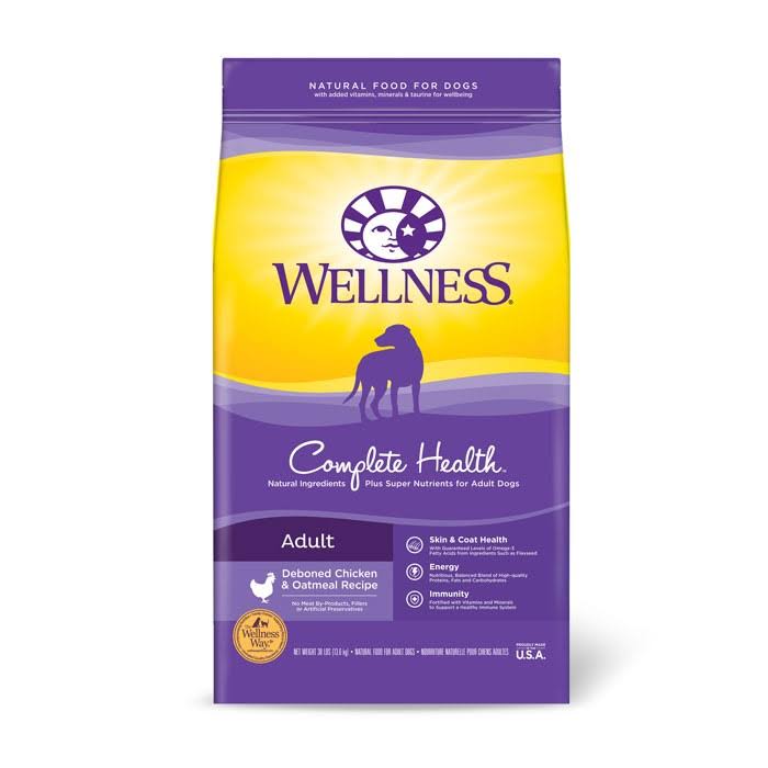 Wellness Complete Health Adult Dog Dry Food - Deboned Chicken & Oatmeal, 30lb