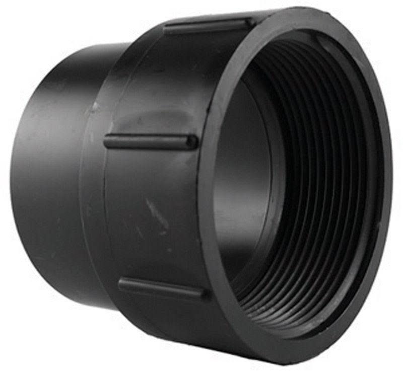 Charlotte Pipe Fitting ABS DWV Fitting Cleanout Adapter - 1-1/2", Black