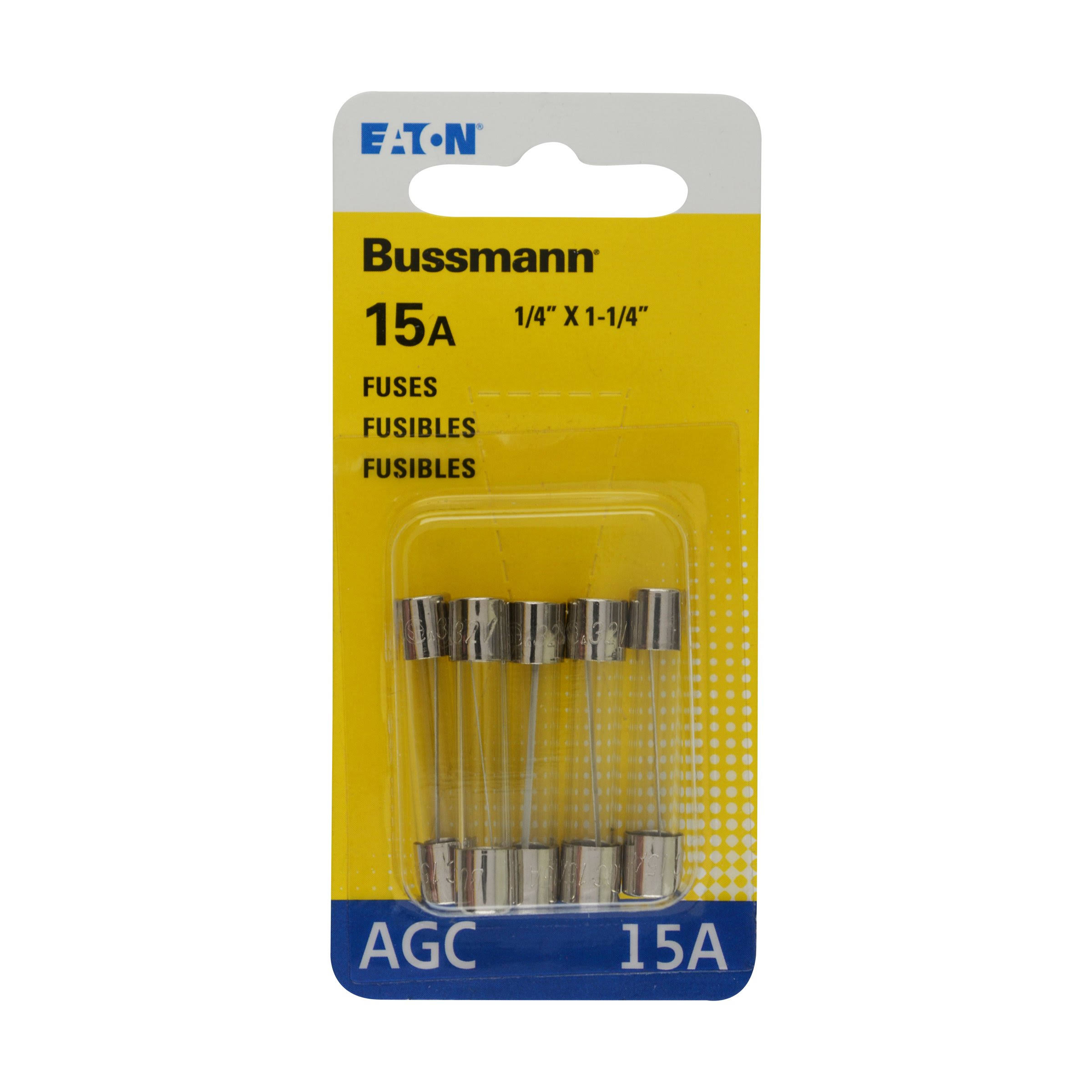Bussmann Fuse - 15A, Glass, 5 Fuses