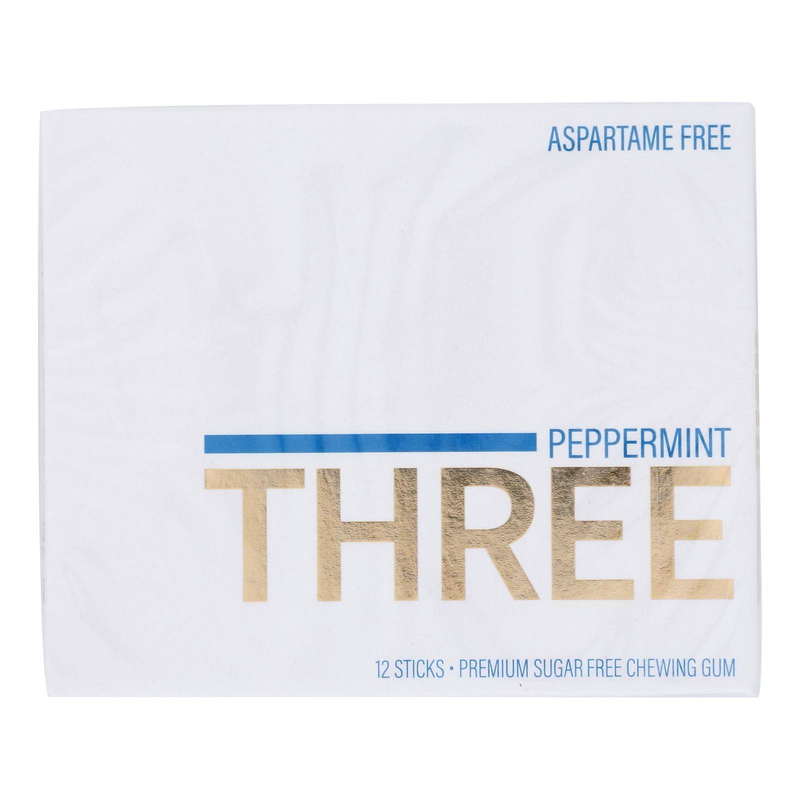The PUR Company Peppermint Three Sugar Free Gum 12 Sticks