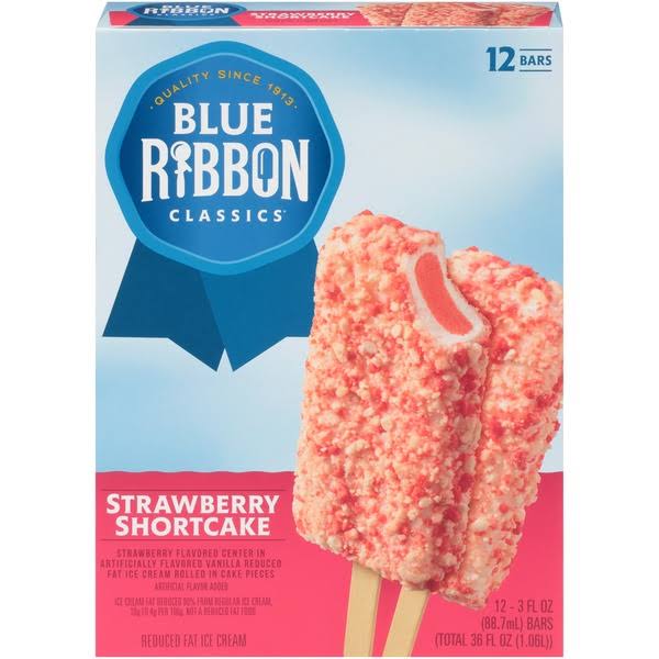 Blue Ribbon Classics Ice Cream Bars, Strawberry Shortcake - 12 pack, 3 fl oz bars