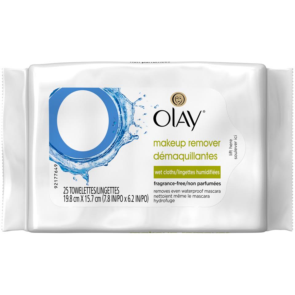 Olay Fragrance-Free Makeup Remover Wet Cloths 25 Ct Pack