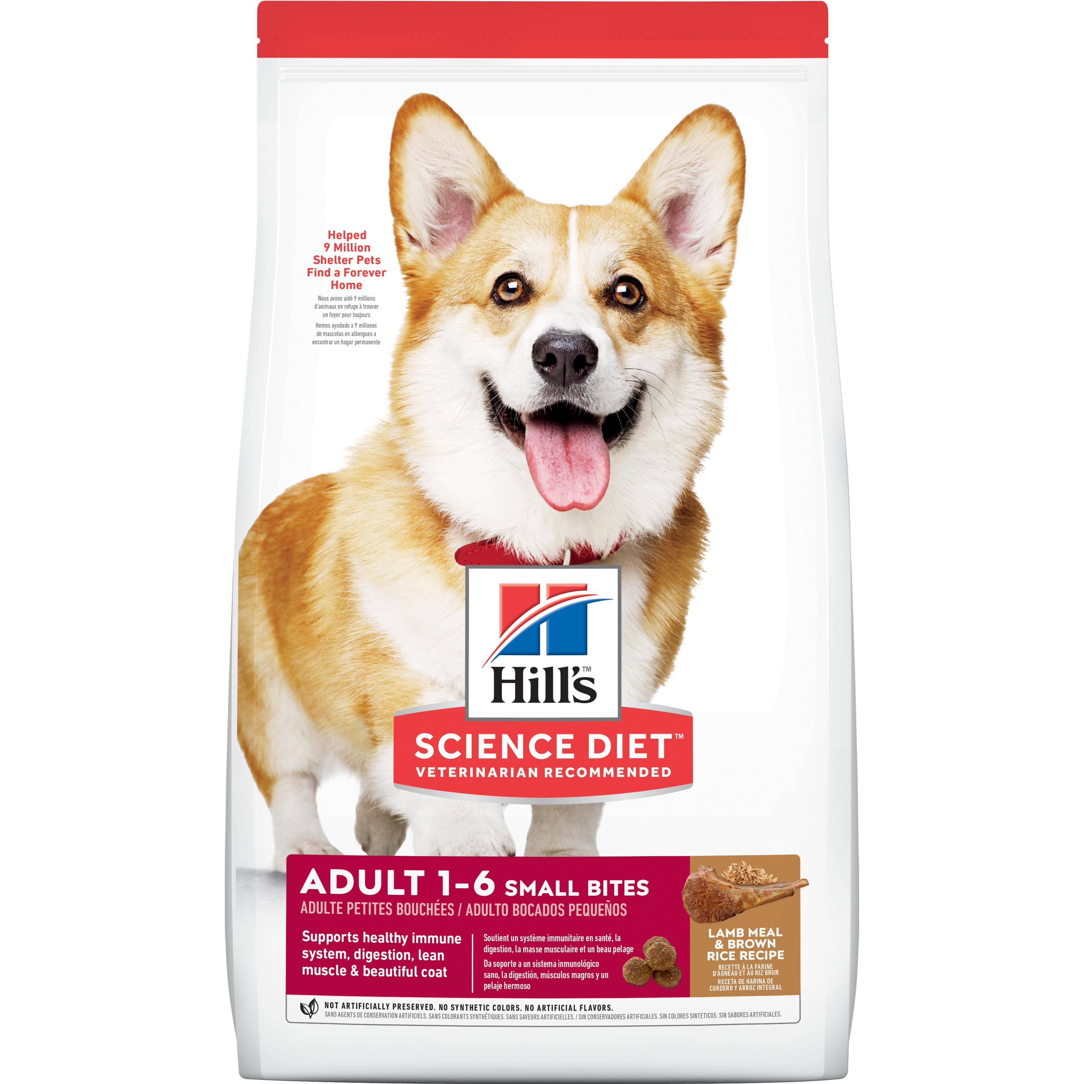 Hill's Science Diet Small Bites Premium Natural Dog Food - Lamb Meal & Rice Recipe, Adult 1-6, 14.5lbs