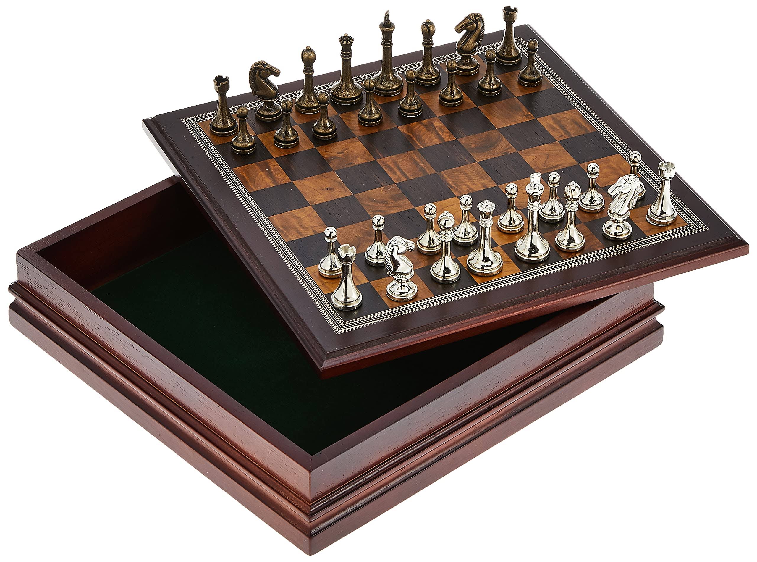 Classic Games Collection Metal Chess Set - with Deluxe Wood Board, 2.5" King