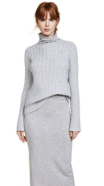 Ryan Roche Cable Mock Neck Sweater