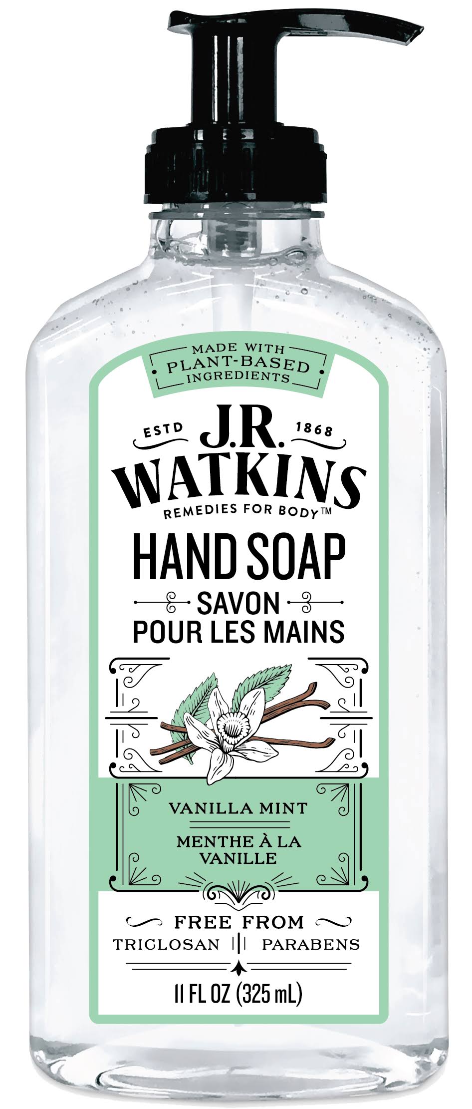 J R Watkins Hand Soap Vanilla Mint 11 FL oz (325 ml)