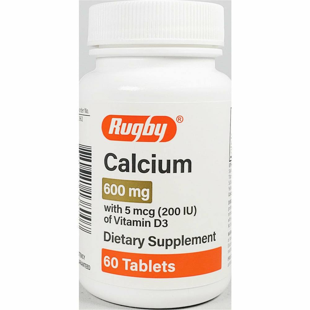 Rugby Calcium, 600 mg with D3 (200 IU) 60 Tablets Each (1 Pack)