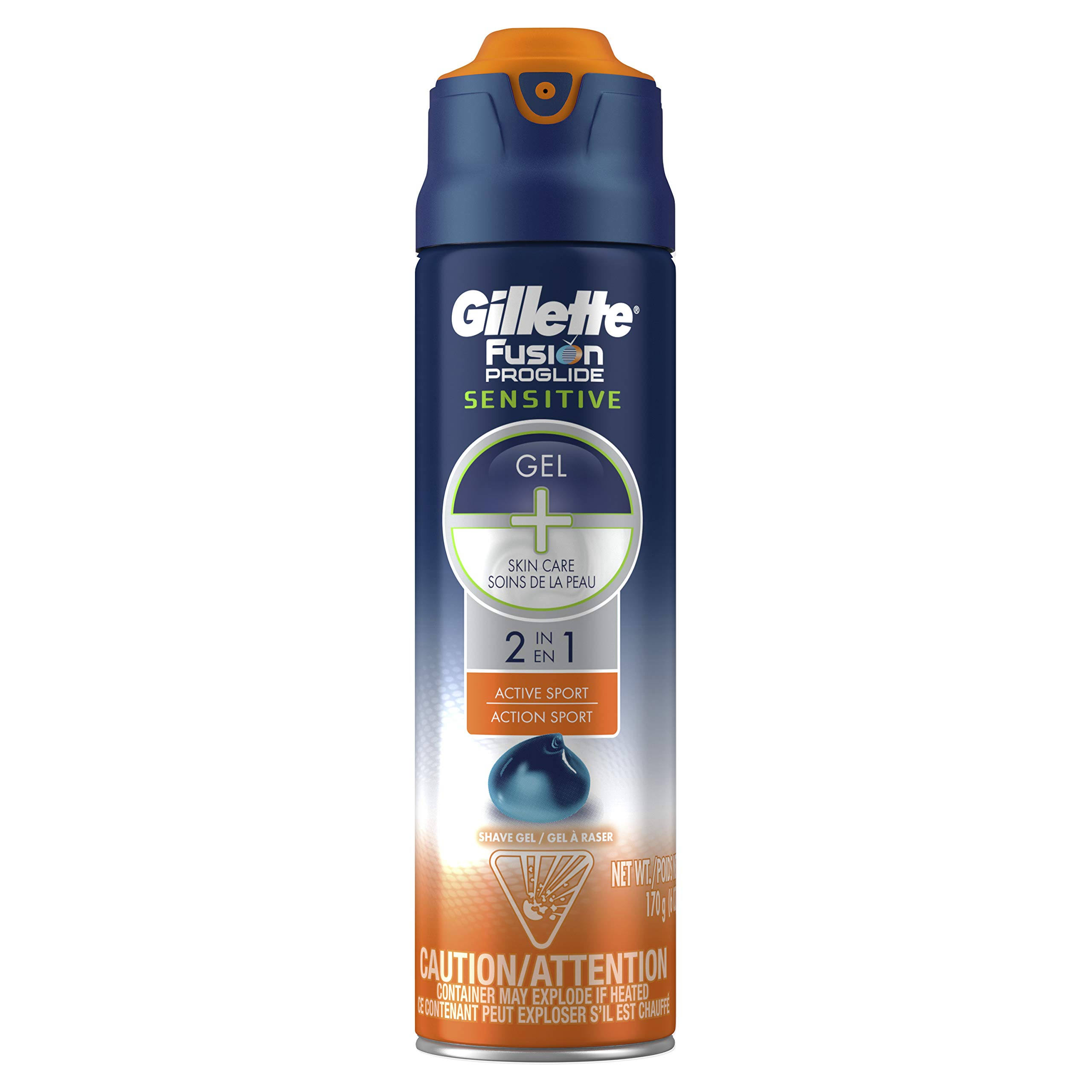 Gillette Fusion Proglide Sensitive 2 in 1 Active Sport Shave Gel - 6oz