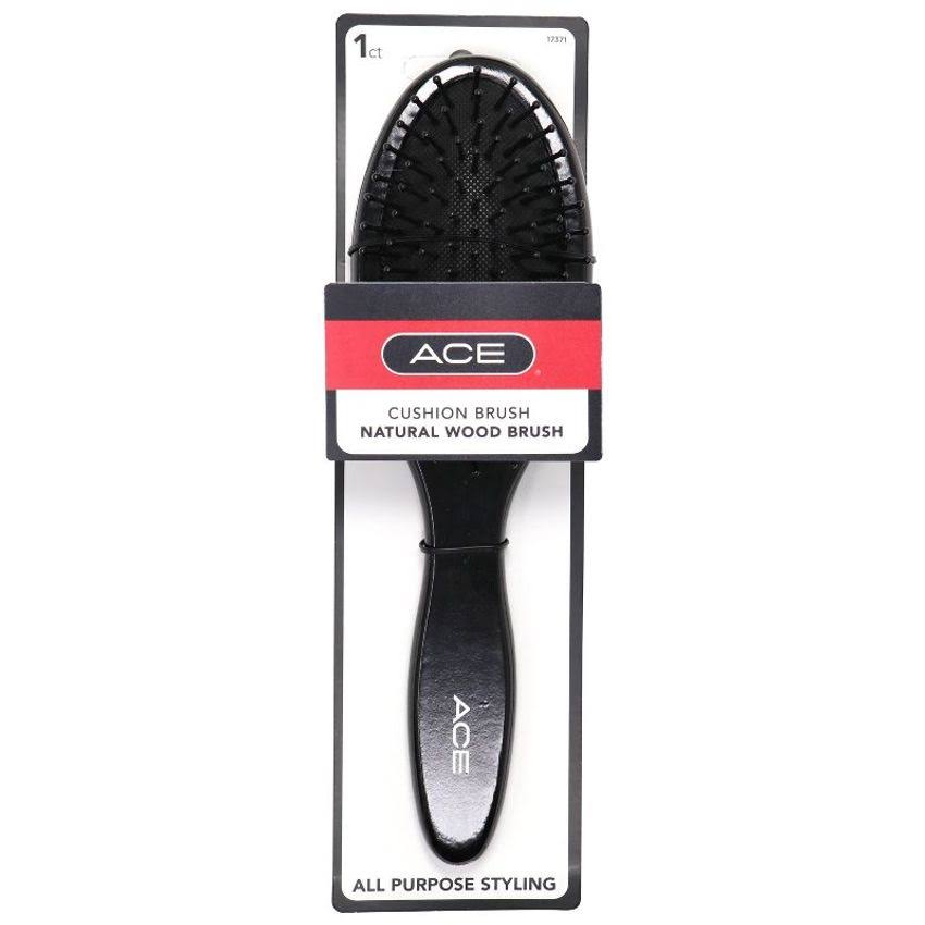 GOODY - Ace Natural Wood Cushion Hair Brush Black - 1 Count