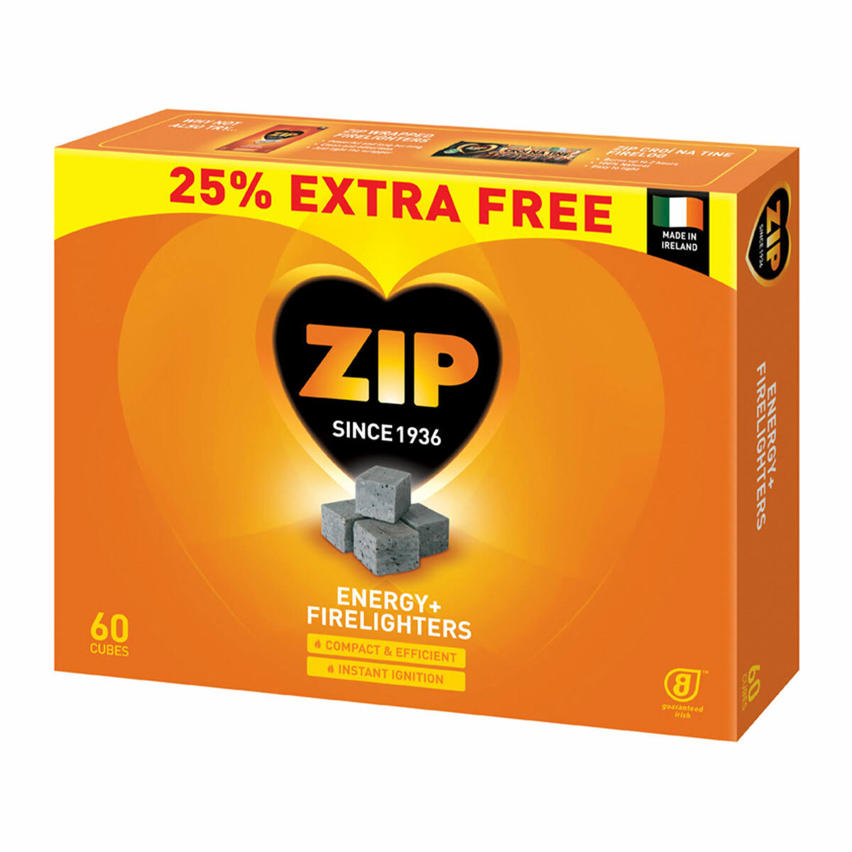 Zip Long Burning Energy Firelighters Cubes - 60ct