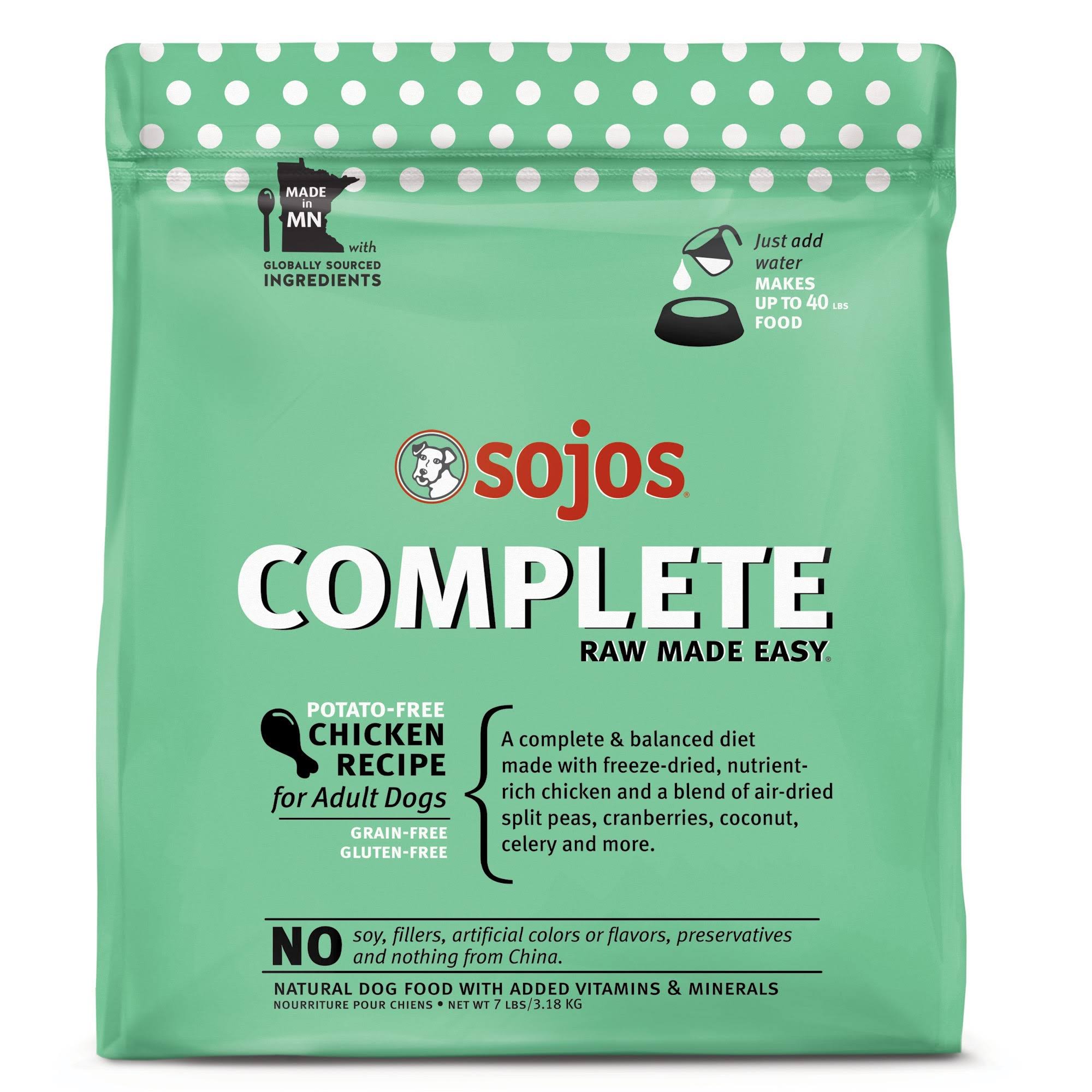 Sojos Complete Adult Grain-Free Chicken Recipe Freeze-Dried Raw Dog Food, 7 lbs