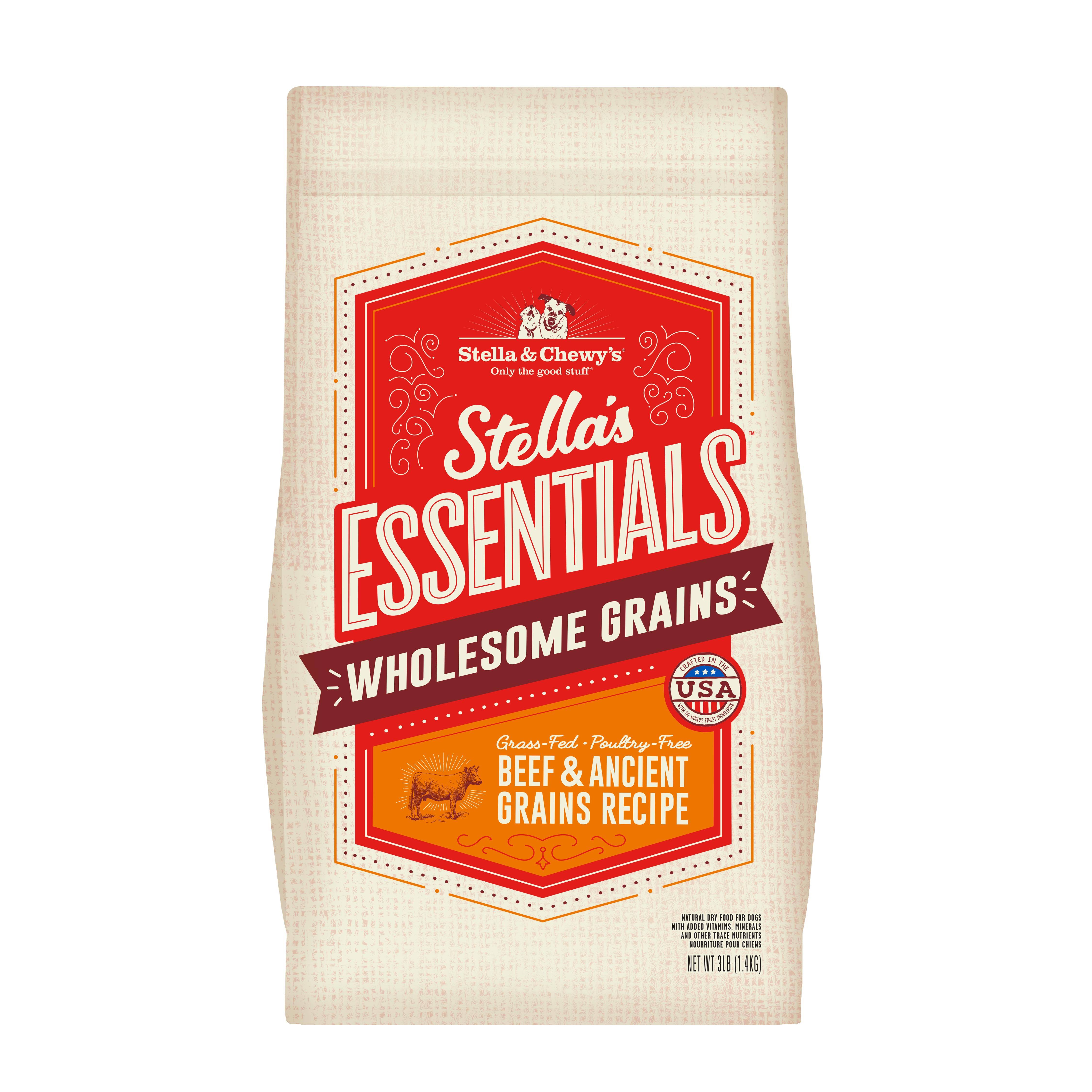 Stella & Chewy's Essentials Ancient Grains Grass-Fed Beef Dog Food 3-lb