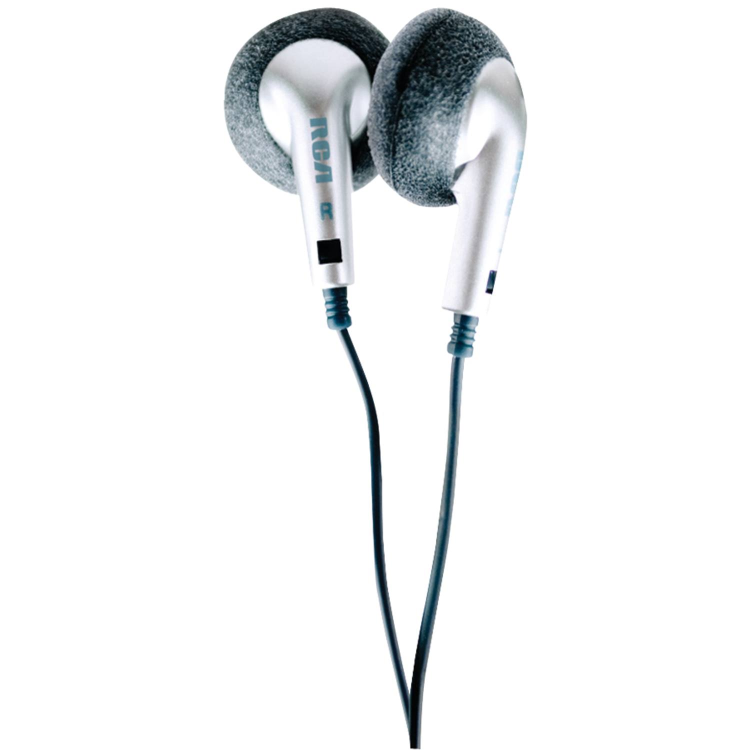 Rca Hp57r Basic Stereo Earbuds With Foam Covers - Silver