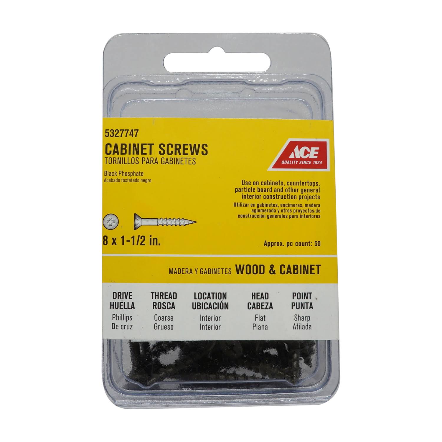 Ace Cabinet Screws - 8x0.5", x50