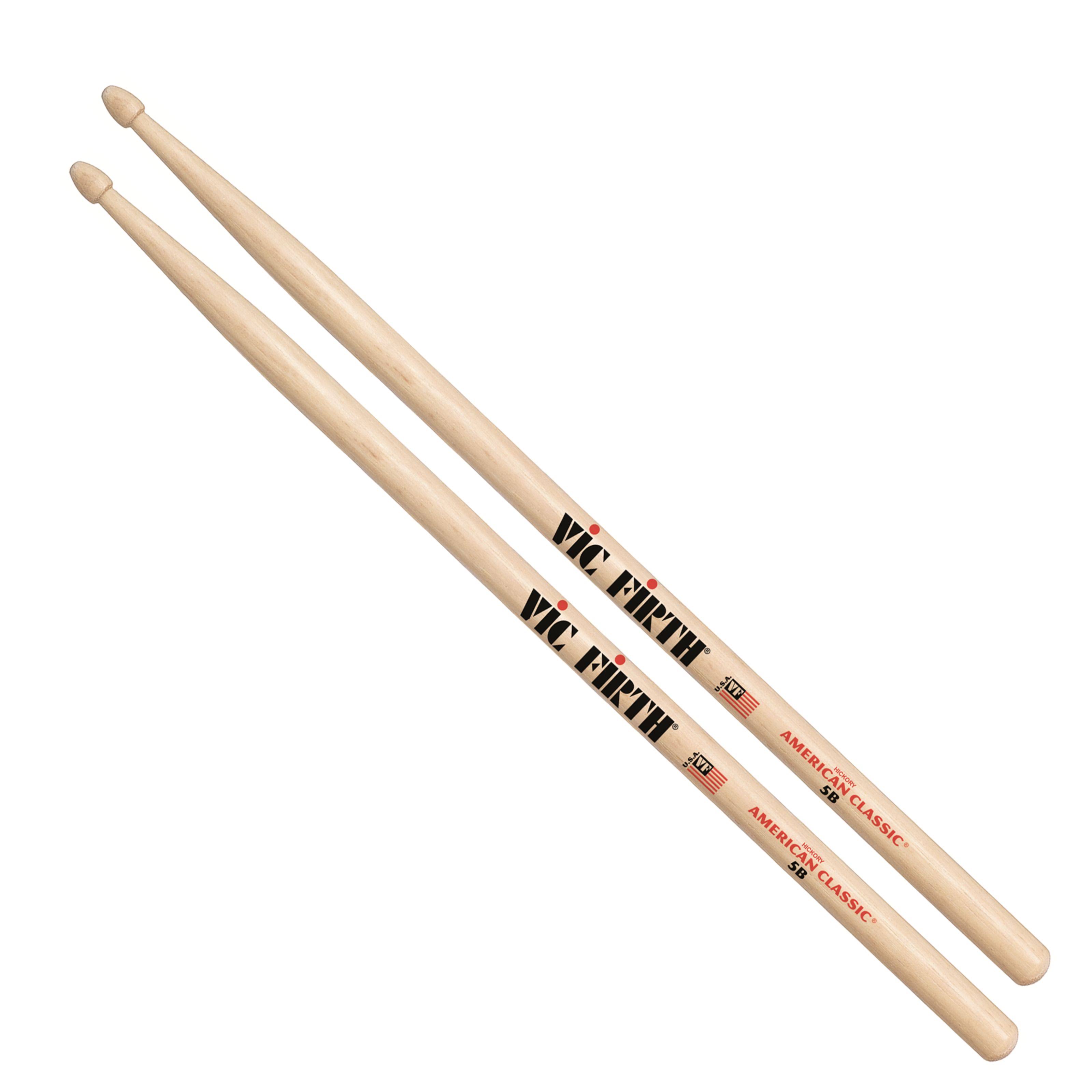 Vic Firth American Classic Wood Tip Drum Sticks - Hickory, 5B