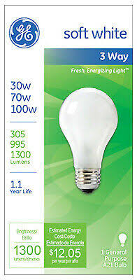 GE Lighting 3 Way Incandescent Light Bulb - Soft White, 30-70-100 Watt