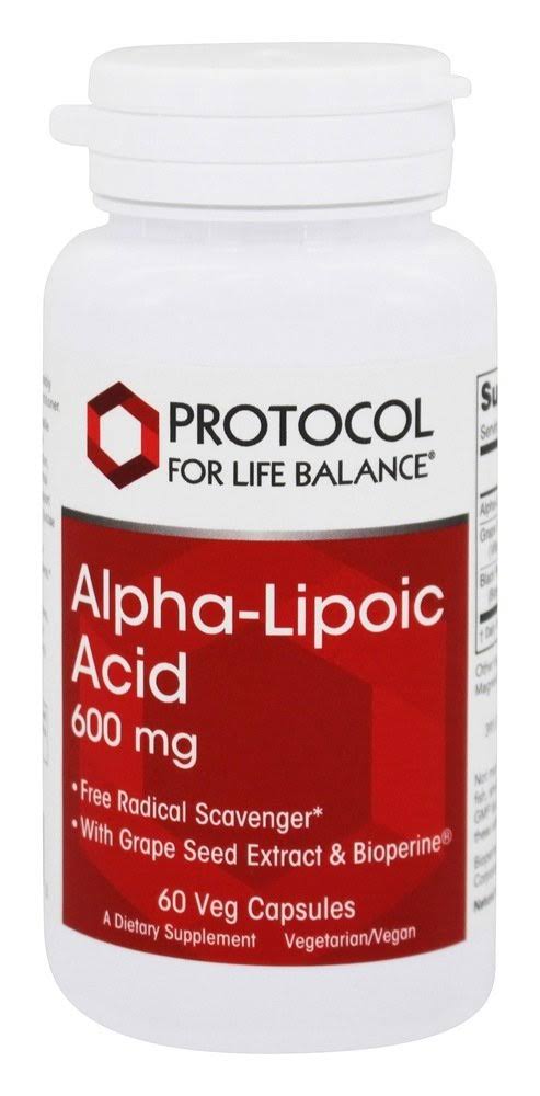 Protocol for Life Balance AlphaLipoic Acid 600 mg. 60 Vegetable Capsule(s)