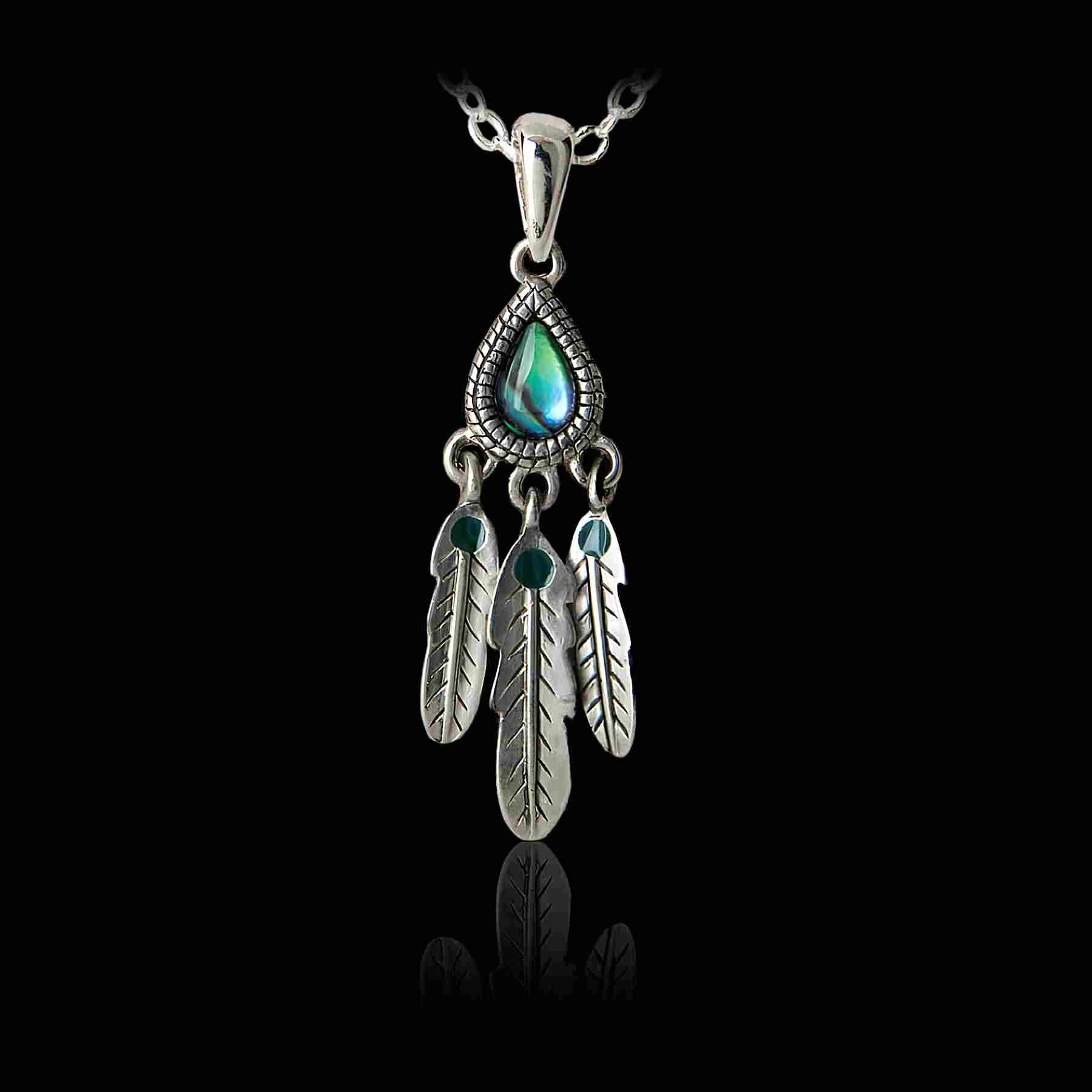 Glacier Pearle Tribal Feathers Necklace