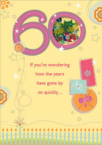 60th Birthday Card with Glitter