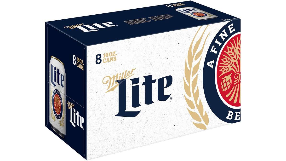 Miller Lite Beer - 8 pack, 16 oz cans
